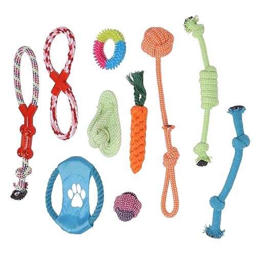 IUIBMI 10 Stück Hunde-Kauspielzeug, Buntes Dental-Hundeseilspielzeug, Robustes Baumwollseil-Hundespielzeug, Waschbares Welpen-Zahnspielzeug für Kleine und Mittelgroße Hunde von IUIBMI