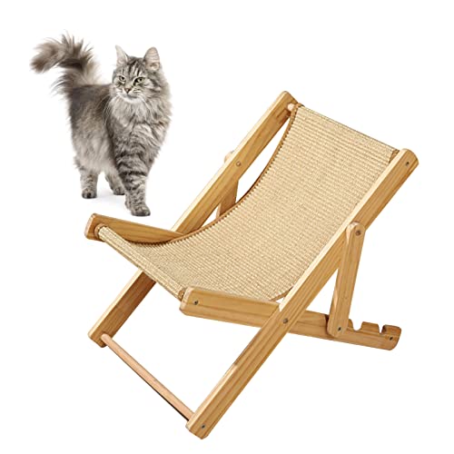 Katzen-Hängemattenbett aus Holz mit Erhöhtem Boden, Katzenbett, Haustier-Ruhehängematte, Erhöhte Haustierbetten, Katzenschlafstuhl für Katzen, Kätzchen, Hasen, Welpen(Sisal) von IUIBMI