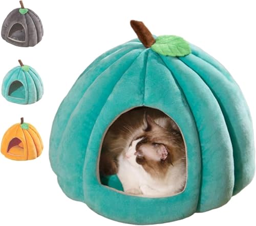 2026 New Pumpkin Cat Bed, Halloween Pumpkin Cat Bed, Cute Pumpkin Shape Cat Cave Bed for Indoor Cats, Small Dogs(Blue,L(22x22x17 in)) von IUIUI