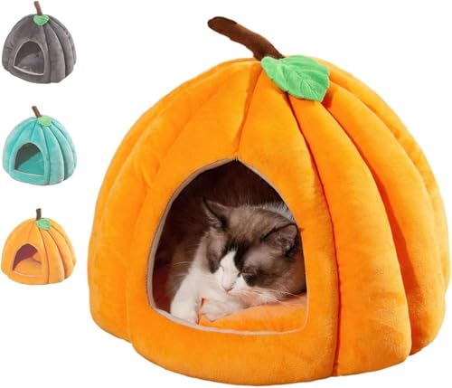 2026 New Pumpkin Cat Bed, Halloween Pumpkin Cat Bed, Cute Pumpkin Shape Cat Cave Bed for Indoor Cats, Small Dogs(Orange,L(22x22x17 in)) von IUIUI