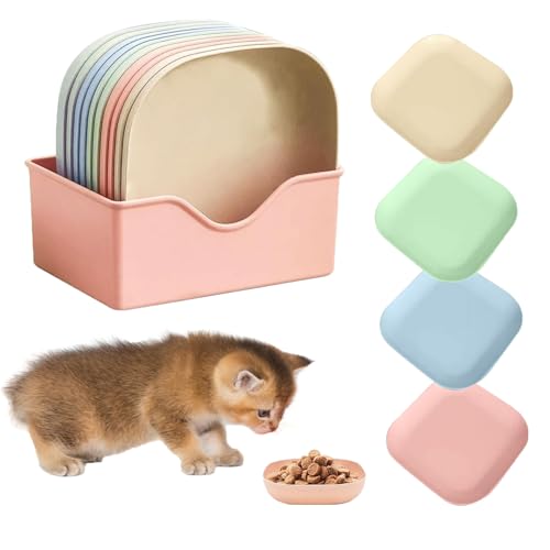 12pcs Flache Schale Für Kätzchen, Katzennapf Flach, Katzenschüssel Katzen, Katzenschüssel, Plastik Katzenfutter Napf Set, Bunt Katzenfutter Napfset, Buntes Katzen Näpfe Set von IUKUNNE