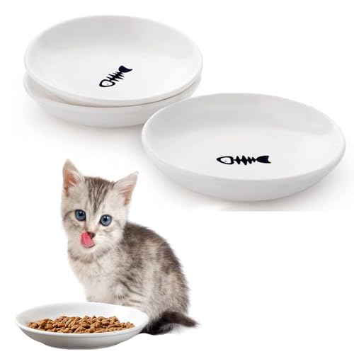 3 Stück Katzen Fressnapf, Futternapf Katzen, Katzennäpfe Keramik Napf, Katzen Flache Schalen, Katzennapf Keramik, Katzenfutter Teller, Nassfutternäpfe, Flacher Breiter Futter für Katzen von IUKUNNE