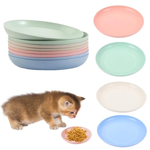 IUKUNNE 12pcs Bunt Katzenfutter Napfsetm, Katzennapf Flach, Fressnapf Katze Futternapf, Flache Schale Für Kätzchen, Katzenschüssel, Katzenteller, Plastik Katzenfutter Napf Set, Katzenfressnapf von IUKUNNE