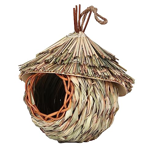 Anordnung des handgefertigten Vogelhäuschens zum Aufhängen von Strohnest im kreativen Eichel Vogelfutterspender Anordnung des handgefertigten Vogelhäuschens zum Aufhängen von Strohnest im kreativen Eichel Vogelfutterspender von IUNSER