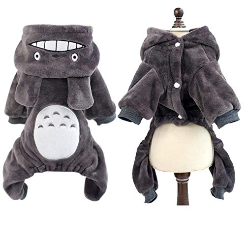 Haustier Hund Totoro Kostüm Gemütliches Outfit Onesie Welpe Flanell Kleidung Vier Beine Pyjama Mit Kapuze Verdicken Fleece Overall von IUOU