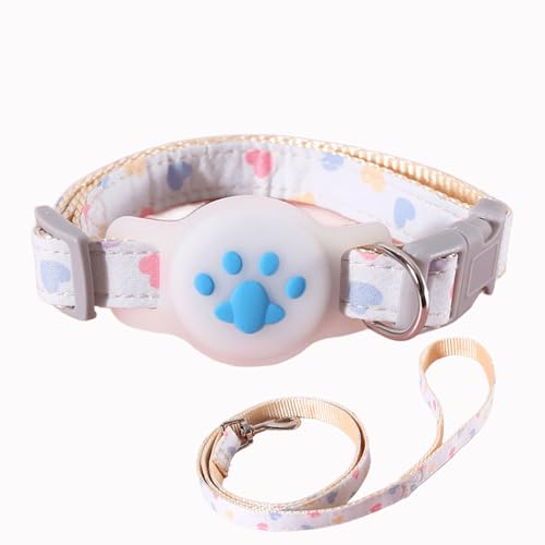 IUOUTG AirTag Haustierhalsband Leine Garnitur, verstellbare Anti-Lost-Halsbänder für Welpen und Katzen Airtag Halter Reflektierendes Entwurf mit Schnellverschluss von IUOUTG