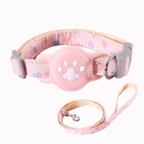 IUOUTG AirTag Haustierhalsband Leine Garnitur, verstellbare Anti-Lost-Halsbänder für Welpen und Katzen Airtag Halter Reflektierendes Entwurf mit Schnellverschluss von IUOUTG