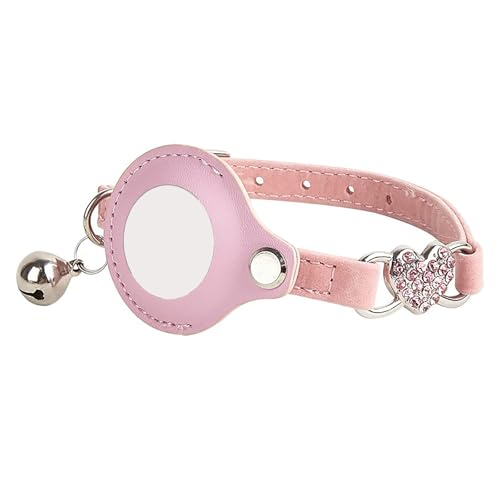 IUOUTG AirTag Katzenhalsband Mit Glocke Leichte Haustier Aufspürer Halsbänder Für Welpen Katzen Beflocken Stoff Mit Kristallherz von IUOUTG
