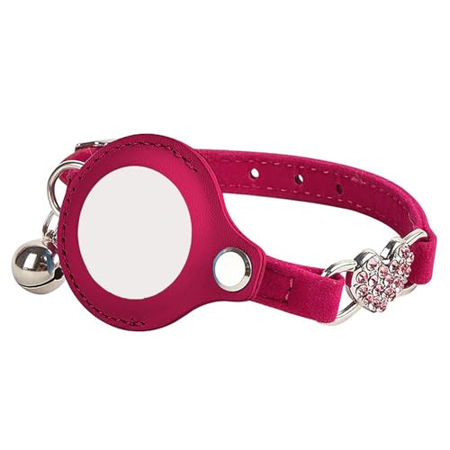 IUOUTG AirTag Katzenhalsband Mit Glocke Leichte Haustier Aufspürer Halsbänder Für Welpen Katzen Beflocken Stoff Mit Kristallherz von IUOUTG