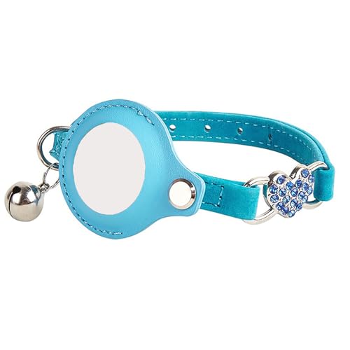 IUOUTG AirTag Katzenhalsband Mit Glocke Leichte Haustier Aufspürer Halsbänder Für Welpen Katzen Beflocken Stoff Mit Kristallherz von IUOUTG