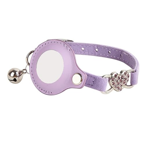 IUOUTG AirTag Katzenhalsband Mit Glocke Leichte Haustier Aufspürer Halsbänder Für Welpen Katzen Beflocken Stoff Mit Kristallherz von IUOUTG