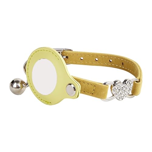 IUOUTG AirTag Katzenhalsband Mit Glocke Leichte Haustier Aufspürer Halsbänder Für Welpen Katzen Beflocken Stoff Mit Kristallherz von IUOUTG