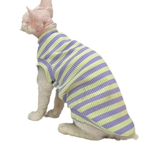 IUOUTG Atmungsaktive Haarlose Katze Shirts, Streifen Ärmellose Sommer Runde Kätzchen Weste, Pullover Shirts Pullover Pyjamas Für Sphynx Katzen IUOUTG Atmungsaktive Haarlose Katze Shirts, Streifen Ärmellose Sommer Runde Kätzchen Weste, Pullover Shirts Pullover Pyjamas Für Sphynx Katzen von IUOUTG