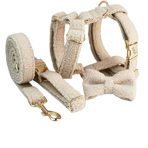IUOUTG Beige Hundegeschirr Set Mit Halsband Und Leine Einstellbare Langlebige Metallschnalle Einfache Steuerung Griff Für Hunde Spaziergänge Party Und Fotoshooting von IUOUTG