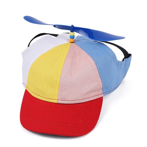 IUOUTG Bunter Hund Propeller Hut, Welpe Und Katzen Baseball Hut Mit Ohrlöchern Mit Quick Release Schnalle Für Foto Headwear Im Freien von IUOUTG