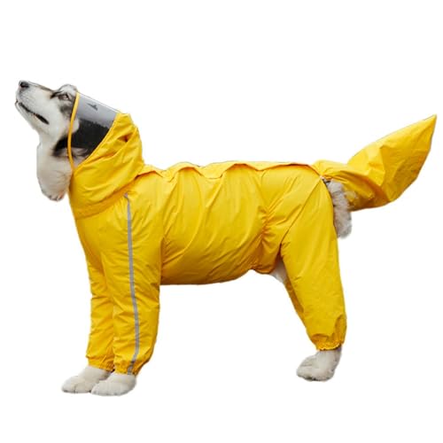 IUOUTG Extra Große Hund Regenmantel Mit Kapuze, wasserdichte 4-Beine Hund Regenanzug Leichte Reflektierende Haustier Regenjacke Für Outdoor Haustier Regengeräte von IUOUTG