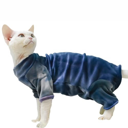 IUOUTG Gedruckte Sphynx Katze Kleidung, Warme Schildkröte Hals Winter Katze Pyjamas, Weicher Samt Vollkörper Haustier Jumpsuit Mit Bauchschutz Welpen Bekleidung von IUOUTG