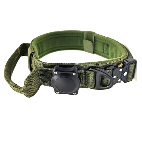 IUOUTG Großes Hundehalsband Mit Flugetikett Halter, Mit Steuergriff Und Metallschnalle, Verstellbarer GPS Militär Taktisch Halsband Halter von IUOUTG