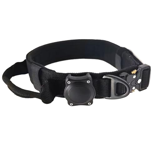 IUOUTG Großes Hundehalsband Mit Flugetikett Halter, Mit Steuergriff Und Metallschnalle, Verstellbarer GPS Militär Taktisch Halsband Halter von IUOUTG
