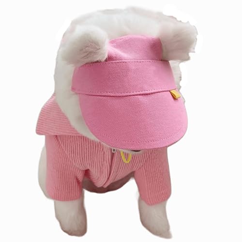IUOUTG Haustier -Baseballkappe mit Ohrlöchern, Verstellbarer Hundevisorhut, weicher Atmungsgerät mit Kinngurt für Party und tägliche Outfits von IUOUTG