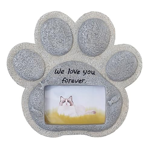 IUOUTG Haustier Gedenksteine, Kreative Hund Katze Garten Stein Grabmarkierung, Mit Fotohalter Grau Garten Harz Handwerk Innen Oder Im Freien von IUOUTG