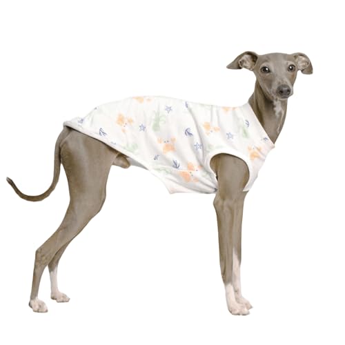 IUOUTG Hund Leichtes Hemd, Weiche Und Atmungsaktive Haustier Sommer Sonne Shirts, Baumwolle Druck Hunde Weste Für Whippet Italienischen Greyhound von IUOUTG