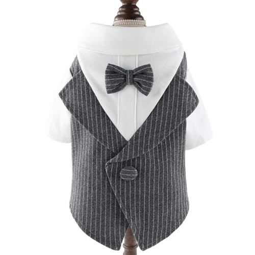 IUOUTG Hund Smoking Anzug Für Hochzeit, Stilvoll Gestreiftes Welpen Formelle Tragen Haustier Bow Tie Anzug Urlaub Party Outfit Für Tägliche Tragen Dress Up IUOUTG Hund Smoking Anzug Für Hochzeit, Stilvoll Gestreiftes Welpen Formelle Tragen Haustier Bow Tie Anzug Urlaub Party Outfit Für Tägliche Tragen Dress Up von IUOUTG