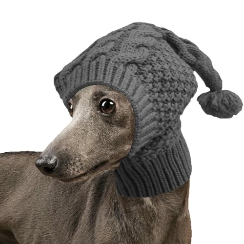 IUOUTG Hund Stricken Wintermütz, Warmer Hundemütz Für Italienischen Greyhound, Lustige Haustier Pom Cap Mit Pompon Für Kleine Mittlere Große Rassen von IUOUTG