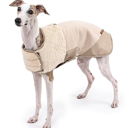 IUOUTG Hund Wintermantel Warme, Verdickte Fleece Winddichte Haustierjacke Mit Leineloch, Verstellbare Kalte Wetter Hunde Mäntel Für Greyhound Whippet Kleidung von IUOUTG