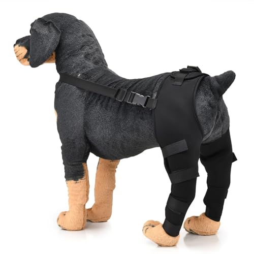 IUOUTG Hundehindbein-Stütze, reflektierende Hundekniebandage für ACL-Verletzungen mit Scharnier, verhindert das Lecken, Erholungsschutzsleeve von IUOUTG