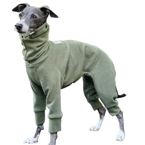 IUOUTG Italienische Greyhound Kleidung Für Mittlere Hunde Schildkröte Hals Dehnbarer Hund Onesie Weiche Baumwolle Warme Haustier Pyjamas Outfits Für Whippet Jumpsuit von IUOUTG