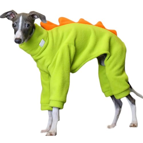 IUOUTG Italienischer Greyhound Wintermantel Jumpsuit, Weicher Leichter Fleece Hund Dinosaurier Pyjamas Jacke, Warmer Hals Vollkörper Onesie Bodysuit Für Whippets Kleidung von IUOUTG