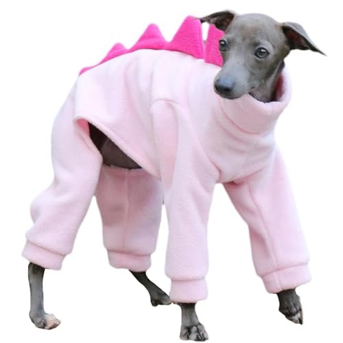 IUOUTG Italienischer Greyhound Wintermantel Jumpsuit, Weicher Leichter Fleece Hund Dinosaurier Pyjamas Jacke, Warmer Hals Vollkörper Onesie Bodysuit Für Whippets Kleidung von IUOUTG