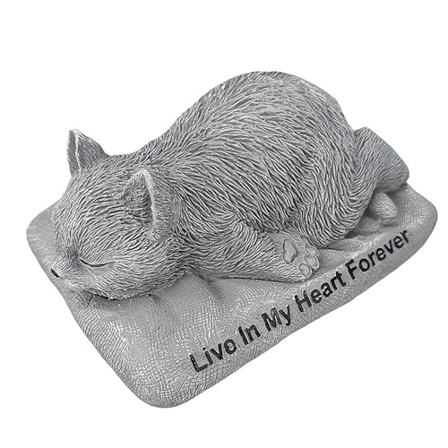IUOUTG Katze Denkmal Garten Statue Harz Haustier Grave Markers Schlafende Katze Skulptur Garten im Freien Tier Gedenk-Dekor von IUOUTG