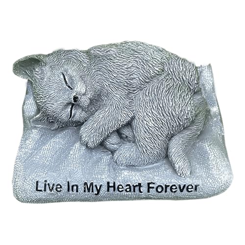 IUOUTG Katze Denkmal Garten Statue Harz Haustier Grave Markers Schlafende Katze Skulptur Garten im Freien Tier Gedenk-Dekor von IUOUTG