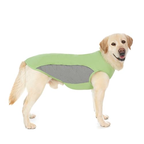 IUOUTG Kühlendes Sommer-Hunde-T-Shirt, Atmungsaktive Coole Weste Für Große Hunde, Ärmellose Haustierkleidung Mit Reflektierenden Streifen & Masche Für Den Sommer Im Freien von IUOUTG