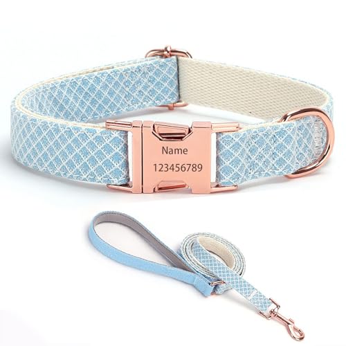 IUOUTG Mädchen Hundehalsband Und Leine Set Mit Gravierter Metallschnalle, Benutzerdefinierte Haustier Halsband Mit Namen Und Telefonnummer, Einstellbar, Für Kleine Bis Große Hunde IUOUTG Mädchen Hundehalsband Und Leine Set Mit Gravierter Metallschnalle, Benutzerdefinierte Haustier Halsband Mit Namen Und Telefonnummer, Einstellbar, Für Kleine Bis Große Hunde von IUOUTG