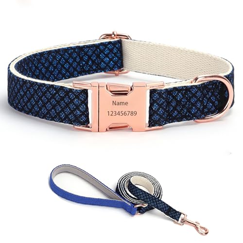 IUOUTG Mädchen Hundehalsband Und Leine Set Mit Gravierter Metallschnalle, Benutzerdefinierte Haustier Halsband Mit Namen Und Telefonnummer, Einstellbar, Für Kleine Bis Große Hunde IUOUTG Mädchen Hundehalsband Und Leine Set Mit Gravierter Metallschnalle, Benutzerdefinierte Haustier Halsband Mit Namen Und Telefonnummer, Einstellbar, Für Kleine Bis Große Hunde von IUOUTG