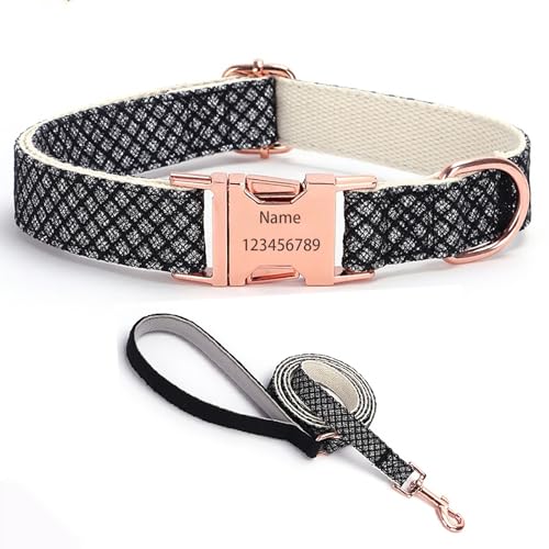 IUOUTG Mädchen Hundehalsband Und Leine Set Mit Gravierter Metallschnalle, Benutzerdefinierte Haustier Halsband Mit Namen Und Telefonnummer, Einstellbar, Für Kleine Bis Große Hunde IUOUTG Mädchen Hundehalsband Und Leine Set Mit Gravierter Metallschnalle, Benutzerdefinierte Haustier Halsband Mit Namen Und Telefonnummer, Einstellbar, Für Kleine Bis Große Hunde von IUOUTG