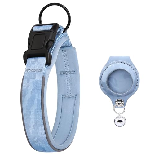 IUOUTG Nylon Reflektierende Flugetikett Hundehalsband Einstellbare Aufspürer Schutz Lederabdeckung Mit Halter Für Kleine Mittlere Hunde von IUOUTG