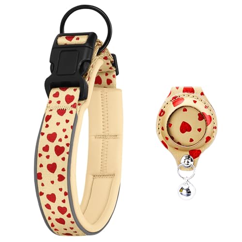 IUOUTG Nylon Reflektierende Flugetikett Hundehalsband Einstellbare Aufspürer Schutz Lederabdeckung Mit Halter Für Kleine Mittlere Hunde von IUOUTG
