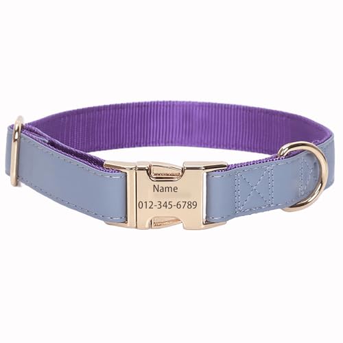 IUOUTG Personalisierte Hundehalsband Benutzerdefiniertes Halsband Mit Haustiername Und Telefonnummer PU-Leder Verstellbar Mit Metallschnalle Für Kleine Bis Große Hunde von IUOUTG
