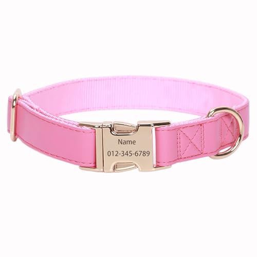 IUOUTG Personalisierte Hundehalsband Benutzerdefiniertes Halsband Mit Haustiername Und Telefonnummer PU-Leder Verstellbar Mit Metallschnalle Für Kleine Bis Große Hunde von IUOUTG