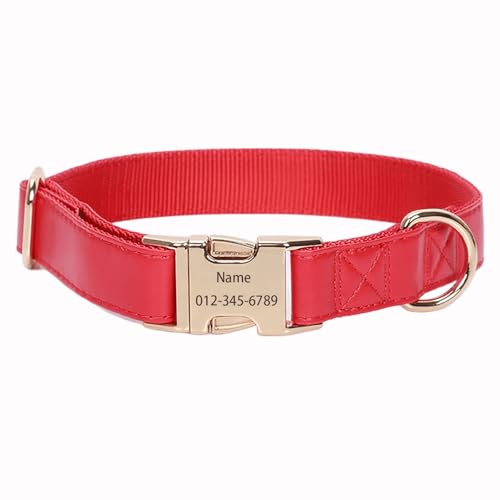 IUOUTG Personalisierte Hundehalsband Benutzerdefiniertes Halsband Mit Haustiername Und Telefonnummer PU-Leder Verstellbar Mit Metallschnalle Für Kleine Bis Große Hunde von IUOUTG