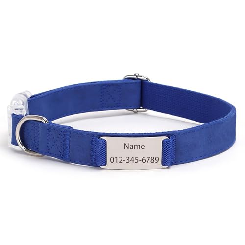 IUOUTG Personalisierte Hundehalsband Mit Namensschild, Benutzerdefinierte Gravierte Haustierhalsbänder Für Kleine Bis Große Hunde Einstellbar, PU-Leder, Metallschnalle von IUOUTG