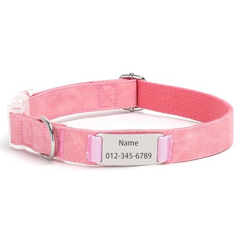 IUOUTG Personalisierte Hundehalsband Mit Namensschild, Benutzerdefinierte Gravierte Haustierhalsbänder Für Kleine Bis Große Hunde Einstellbar, PU-Leder, Metallschnalle von IUOUTG