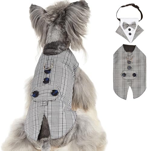 IUOUTG Plaid Hunde Anzug Und Bandana Set, Mode Welpen Smoking Mit Krawatte Gentleman Haustier Shirt Formelle Katze Kleidung Für Prom Hochzeits Kostüm IUOUTG Plaid Hunde Anzug Und Bandana Set, Mode Welpen Smoking Mit Krawatte Gentleman Haustier Shirt Formelle Katze Kleidung Für Prom Hochzeits Kostüm von IUOUTG