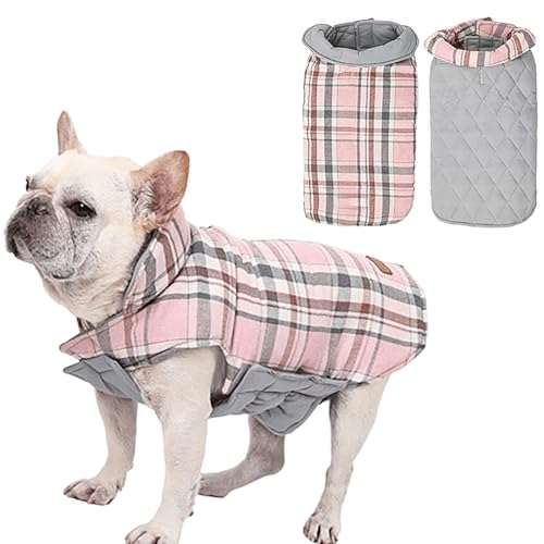 IUOUTG Plaid Umkehrbarer Hundemantel Für Große Rassen, wasserdichte Hunde Kalte Wetterjacke, Alle Saison Warme Haustierbekleidung Für Wandern Reisen von IUOUTG