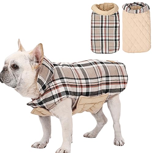 IUOUTG Plaid Umkehrbarer Hundemantel Für Große Rassen, wasserdichte Hunde Kalte Wetterjacke, Alle Saison Warme Haustierbekleidung Für Wandern Reisen von IUOUTG
