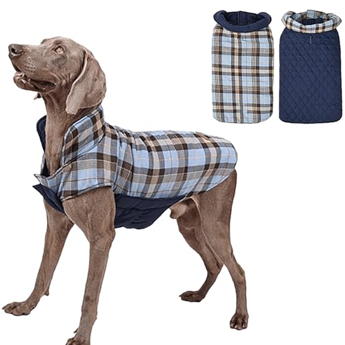 IUOUTG Plaid Umkehrbarer Hundemantel Für Große Rassen, wasserdichte Hunde Kalte Wetterjacke, Alle Saison Warme Haustierbekleidung Für Wandern Reisen von IUOUTG